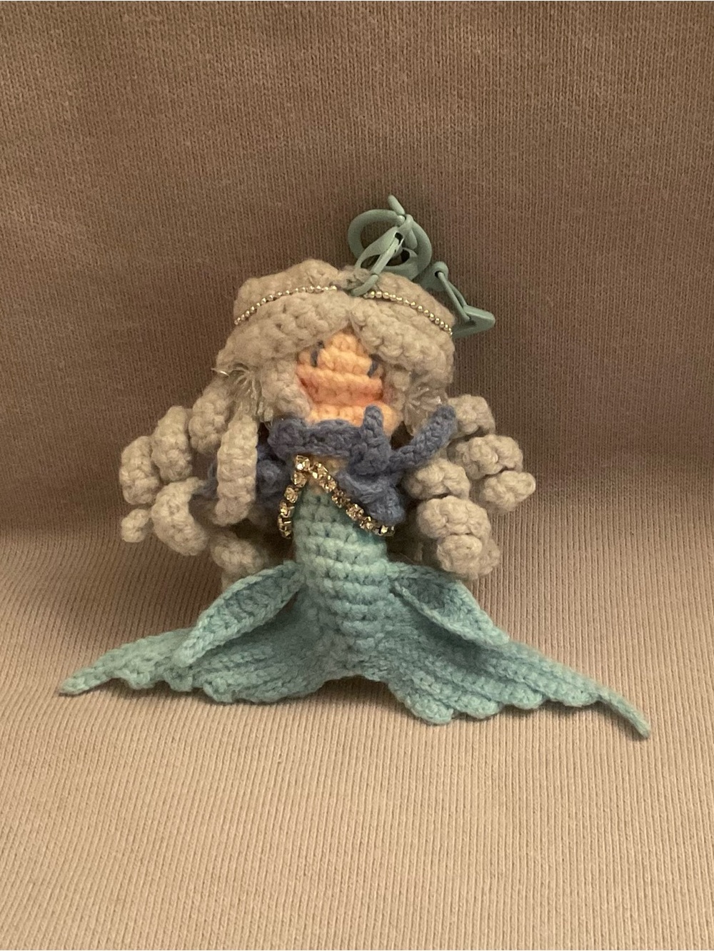 Crochet Blue Mermaid Keychain handmade amigurumi